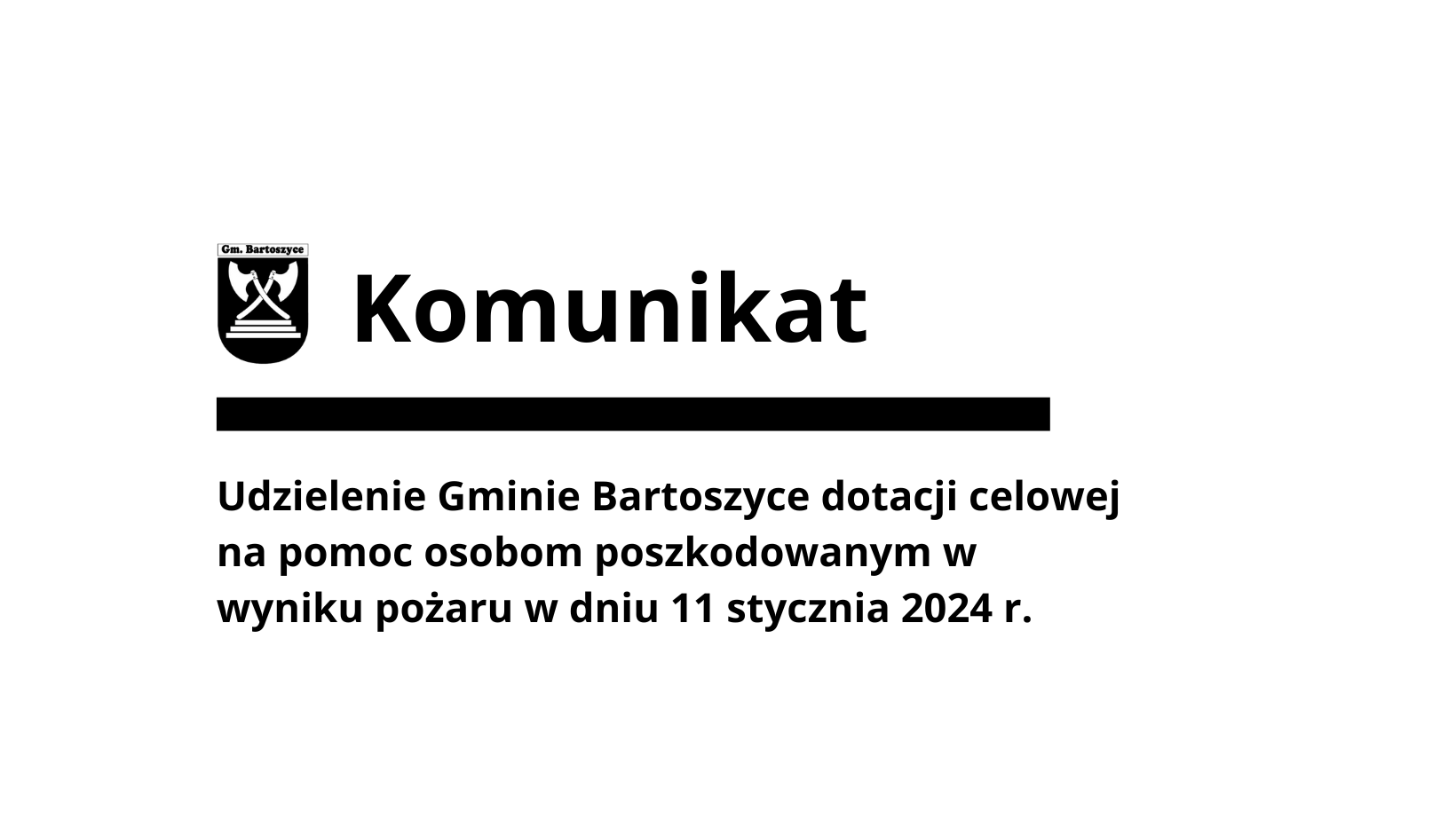 Ilustracja do informacji: Komunikat dotyczący dotacji celowej przyznanej Gminie Bartoszyce